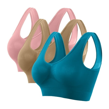 Fouhkni 3-Pack Seamless Sports Bra for Women High Support Wirefree Yoga Bra Plus Size Workout Bras