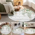 thumbnail image 5 of Round Area Rug 8 Ft, Watercolor Floral Washable Non-Slip Circle Carpet for Living Room/Bedroom, Spring Flowers Leaves Botanical Wood Grain Collection Low-Profile Large Area Rugs for Indoor, 5 of 7