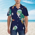thumbnail image 4 of Lsque Astronaut Dinosaur and Space pattern Hawaiian Shirt for Men, Unisex Summer Beach Casual Short Sleeve Button Down Shirts-Small, 4 of 9