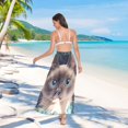 thumbnail image 7 of FORMRS Womens Long Sarong Beach Wrap Semi-Sheer Bikini Skirt Bathing Swimsuit Cover Up, Flowers and Cat, 7 of 7