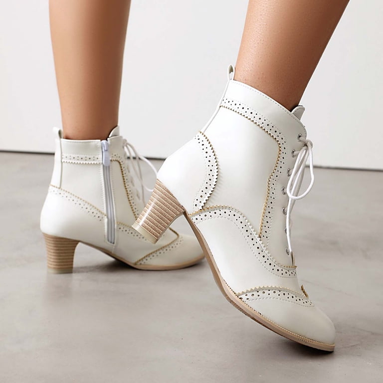 Mostsola Women's Victorian Boots Lace up Leather Zipper Vintage