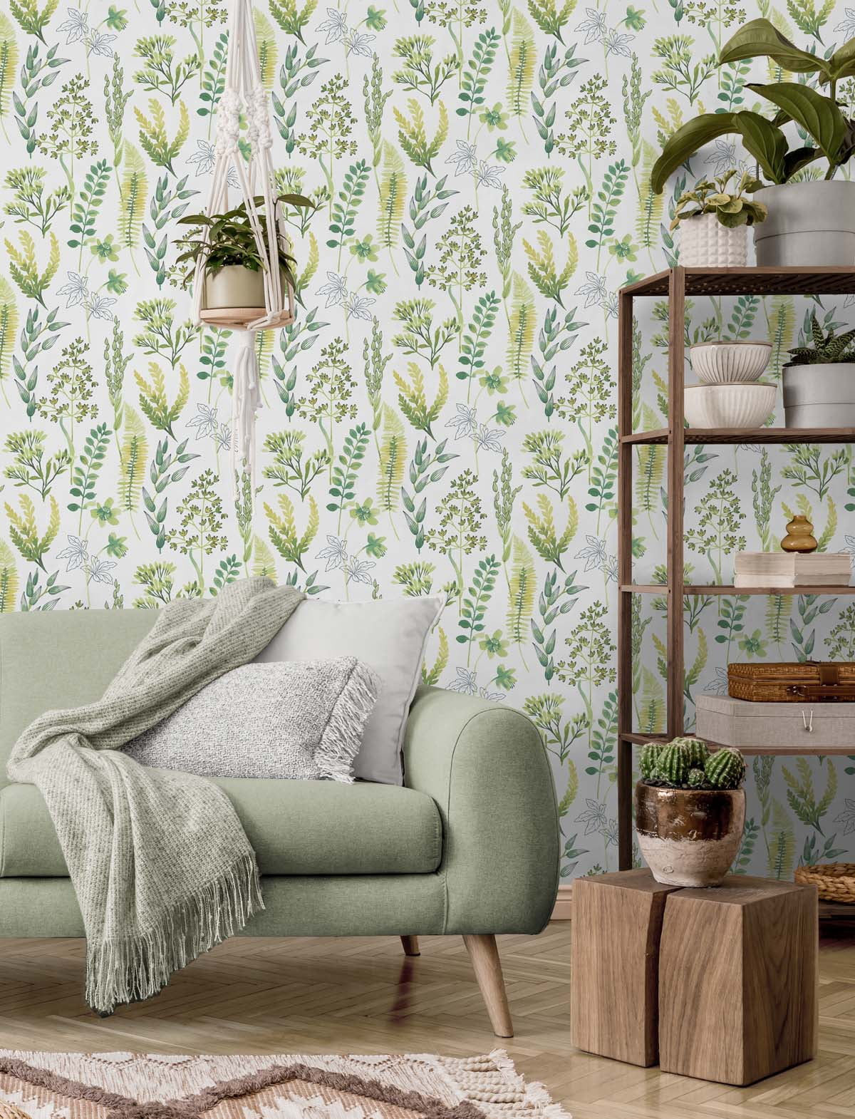 NextWall  Wild Garden Peel and Stick Wallpaper 20.5 in. W x 18 ft. L - Lemon Lime
