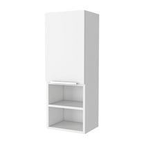 Nmkwnr Single Door Wall Cabinet with 2 Open Shelves and 2 Interior Shelves, Perfect for Home, Bathroom, Living Room
