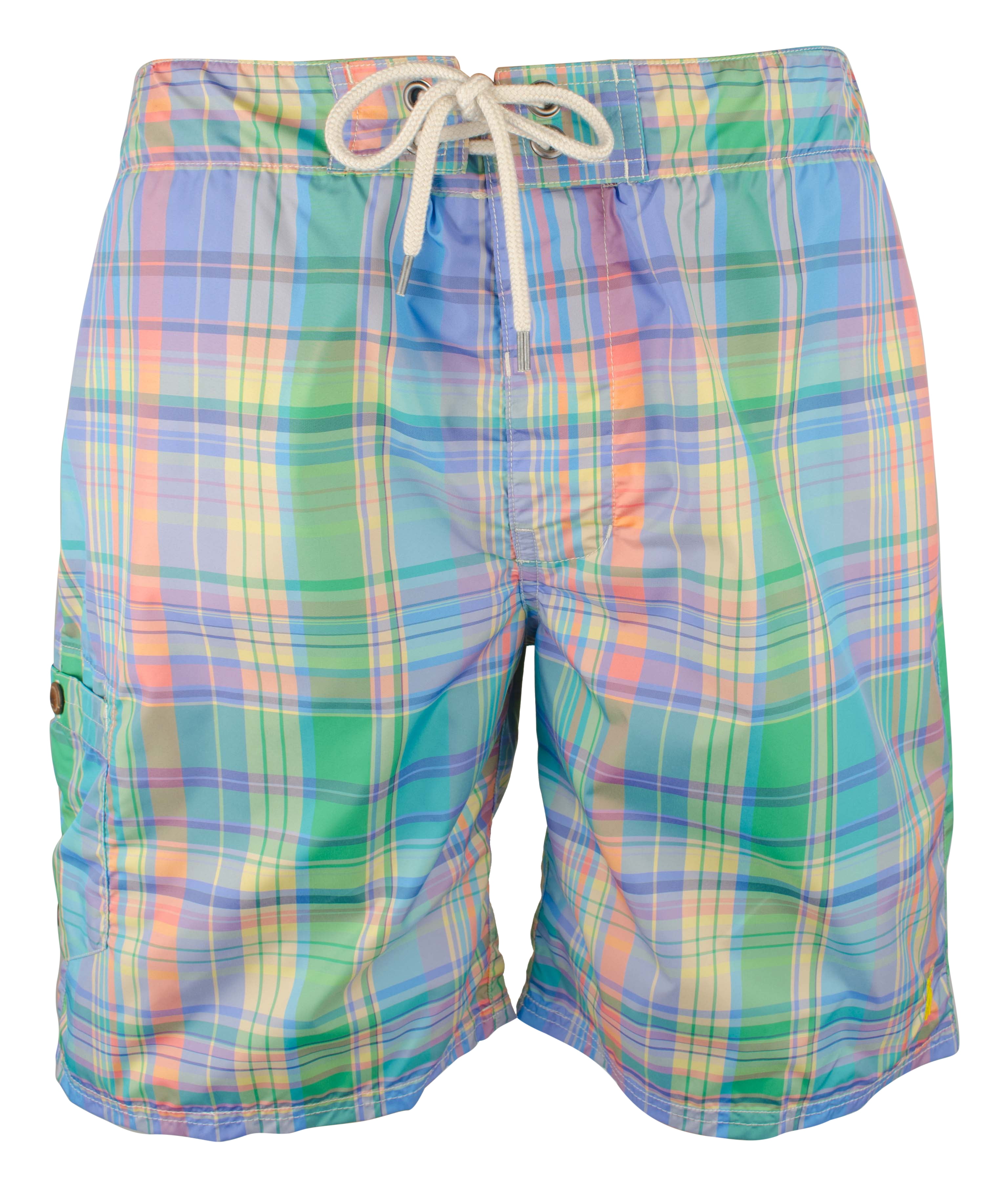 mens plaid swim trunks