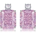 thumbnail image 1 of Pendientes rosas para mujer de plata de ley 925 de 16 quilates con diamantes CZ simulados, 1 of 3