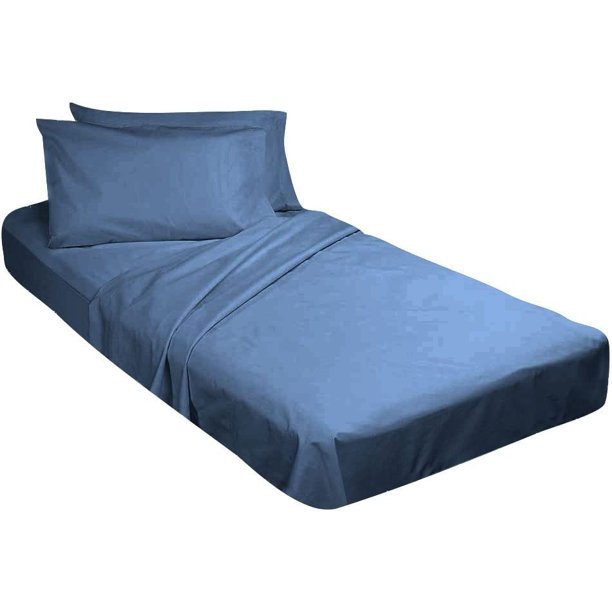 Bed Cot Fitted Sheet 30" x 80" Medium Blue Solid 2 Qty Cot Fitted