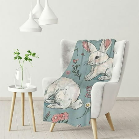 

ZHZY Rabbits Flowers Annabel Kidston Flannel Blanket Durable and Long-lasting Blanket for All Seasons 50x60in
