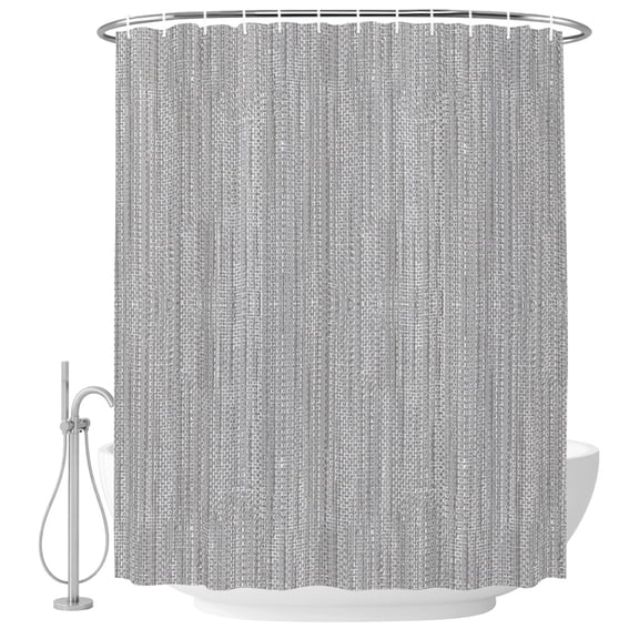 Extra Long Shower Curtain 72x96 Inch, Light Gray Shower Curtain Waterproof Bathroom Decor, Modern Minimalist Vertical Stripes Linen Texture Fabric Bath Curtain Set Accessories with Hooks