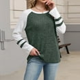 thumbnail image 2 of ManxiVoo Women's Long Sleeve Knit Sweater Casual Fall Pullover Trendy Color Block Y2K Fashion Oversized Fit 2025 New Arrival S Size Blackish Green, 2 of 6