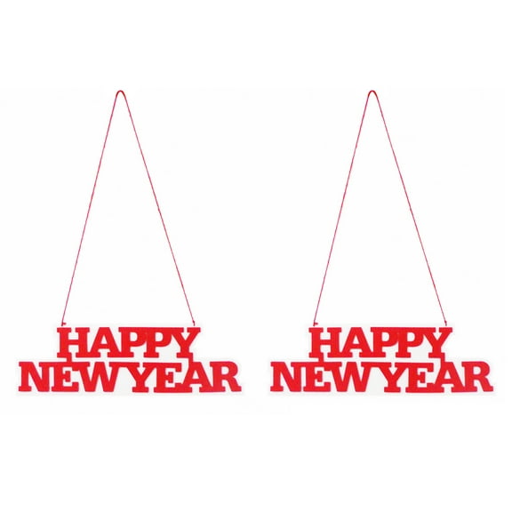 Gymnture New Year's Day 2pcs 2022 Happy New Year Felt Banner Red Sign for Party Supplies