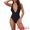 Black, variant on Women's Deep V Plunge Monokini Backless Bikini Set X-Large Orange