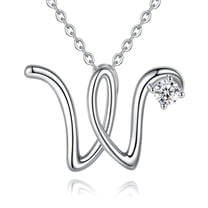 Eusense Initial Necklace Letter W Pendant for Women, 925 Sterling Silver Alphabet Jewelry Gifts