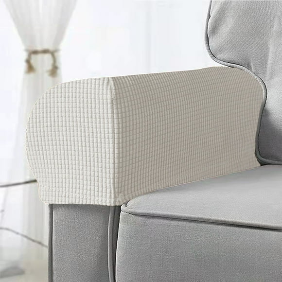Oefntac Savings Armrest Cover All Inclusive Solid Color Plaid Sofa Armrest Cover Elastic Sofa Armrest Protective Cover Thickened Non Slip Armrest Cover for All Seasons 2pc