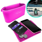 FH Group 3 in x 8.5 in Small Silicone Pink Trash Bin and Odorless Anti Slip Dash Mat with Air Freshener
