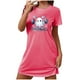 thumbnail image 2 of Camisón corto de talla grande para mujer, camisón de manga corta con estampado de pecho a la moda, camisón para mujer, 2 of 5