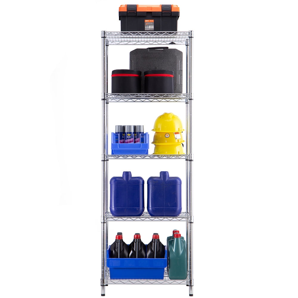 5 tier commercial chrome shelving unit 18x24x72in