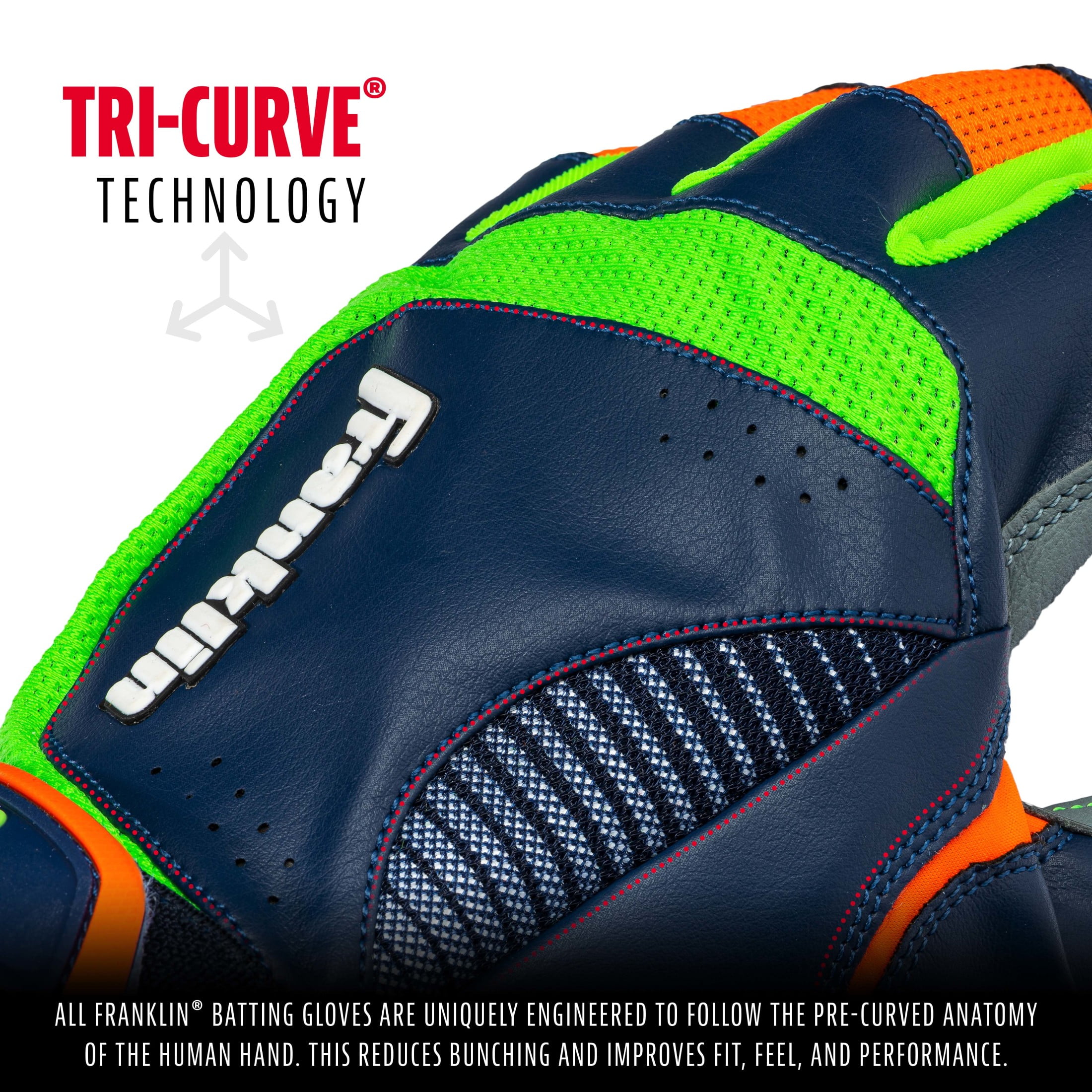Franklin Sports Shok-Sorb Neo Batting Glove Gray/Navy/Lime