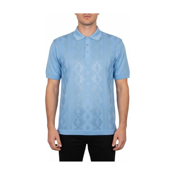 Mens Polo Shirt Slinky Sheer Short Sleeves Soft Touch by Stacy Adams 57007 Blue