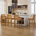 thumbnail image 3 of French Country Rattan Counter Height Stools, Linen Upholstered Bar Stools Set of 2, Farmhouse Wooden Barstools with Cane Back, Amber Kitchen Island Chairs, Sillas para Barra de Cocina (Amber, 2 Pcs), 3 of 8