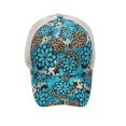 thumbnail image 2 of Womens Hat Leopard Squash Blossom High Ponytail Cheetah Criss Cross Bun Mesh Vented Cap Blue, 2 of 3