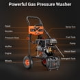 thumbnail image 4 of Efurden 3500PSI Gas Pressure Washer, 212CC Engine 2.3GPM, 4 Adjustable Nozzles for Wall, Terrace, Car & Garden Cleaning, Orange, 4 of 11