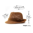 thumbnail image 3 of Vintage Woven Hollowâout Sun Hat Unisex Leather Band Decor Breathable Outdoor Vacation Fedora Hat, 3 of 6