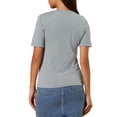 thumbnail image 3 of Allegra K Women's V Neck Cotton Cat Short Sleeve T-Shirt, 3 of 6