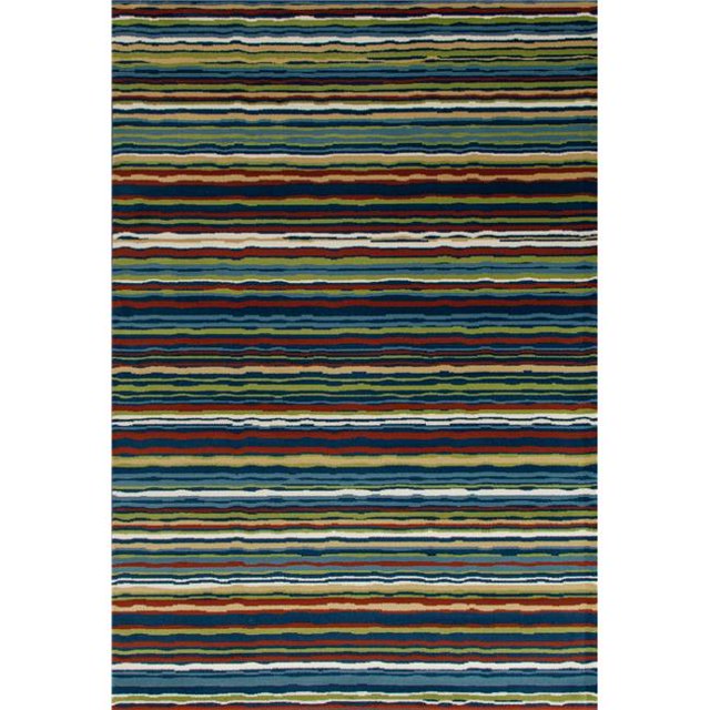 Art Carpet 841864116946 4 x 6 ft. Seaport Collection Wavy Stripe Woven Area Rug, Multi Color