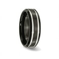 thumbnail image 3 of Mens Chisel 7mm Comfort Fit Black Titanium Wedding Band Ring with Groove, 3 of 6