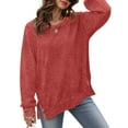 thumbnail image 2 of Rosvigor Vintage Sweatshirts for Women Loose Washed Shirts Side Split Long Sleeve Fashion Women Tops, 2 of 6