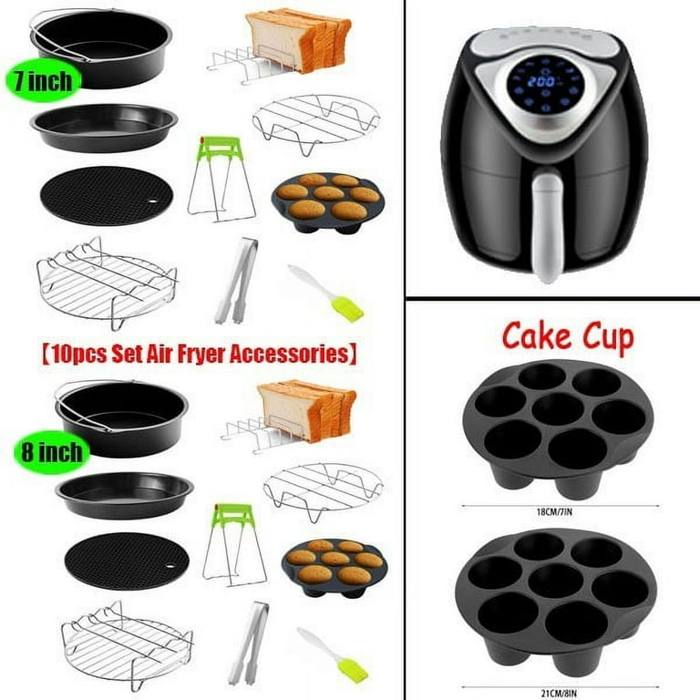 10Pcs 7 Inch Air Fryer Accessories Cake Basket Pizza Pan Stainless