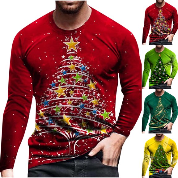 Utoimkio Men's Christmas Pullover Hoodies Long Sleeve Drawstring Casual Hooded Sweatshirts Lightweight Loose Fit Crewneck Christmas Pullover Sweatshirts with Pockets