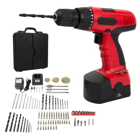 Stalwart Cordless Drill Set, 18V, Rechargeable Battery, 1.5Ah, 265 in-lb Torque, 0-600 RPM, 89-Piece