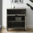 thumbnail image 5 of Walker Edison Mesh Metal Drop Down Door Wood Accent Cabinet Entryway Bar Storage Entry Table Living Dining Room, 30 Inch, Grey Wash, 5 of 5