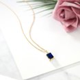 thumbnail image 4 of 18K Yellow Gold Plated Silver Blue Created Sapphire and White Created Sapphire Pendant Necklace for Women | 2.74 Cttw | Gemstone September Birthstone | Emerald Cut 9X7MM | With 18 inch Silver Chain, 4 of 4