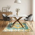 thumbnail image 3 of ODIKA 5'x7' Ultra-Soft Area Rug, Mid Century Geometric Vintage Faded Hallway Teal Oushak Coastalbeach None Washable, Bare feet friendly, Silk-Touch for Bedroom Home office, 3 of 7