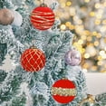 thumbnail image 5 of SCNOR Red Flocked Christmas Tree Ornaments, Set of 9 - 3 Inch (8cm) Glitter Plastic Hanging Balls for Holiday Decor, 5 of 6
