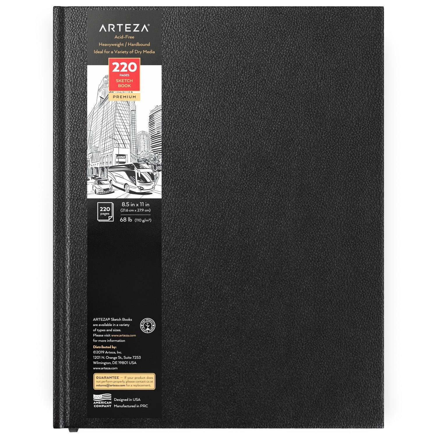 Hardcover Journals with Bookmark Ribbon Arteza 3.5x5.5 Mini Sketch Book Pocket Notebooks 118lb/175gsm for a Variety of Dry Media 88 Pages per Pad Inner Pocket and Elastic Strap