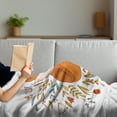 thumbnail image 3 of Cartoon Soft Flannel Fleece Throw Blanket, Baby Fox Sleeping in a Floral Made Bed Circle Art Print, Cozy Plush for Indoor and Outdoor Use, 50" x 70", Dark Orange White, by Ambesonne, 3 of 5