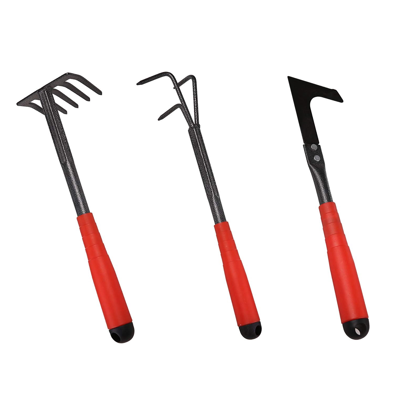 FLORA GUARD Garden Tool 6 Piece Set，Heavy Duty Stainless Steel Gardening Hand Tools Set  perfect for all gardens and indoor plants.（Red and Black）