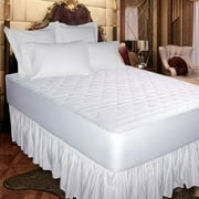 Newpoint 400-Thread Count Cotton Jacquard Mattress Pad, White