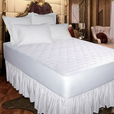 Newpoint 400-Thread Count Cotton Jacquard Mattress Pad, White
