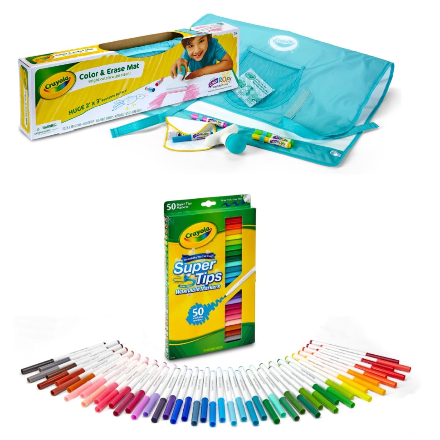 Crayola Color Erase Mat With Super Tips Washable Markers 50