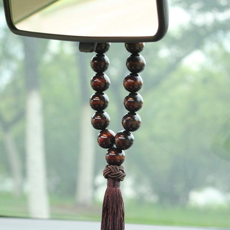 Car Rearview Mirror Hanging Pendant Buddha Wood Beads Interior Decor  Ornament
