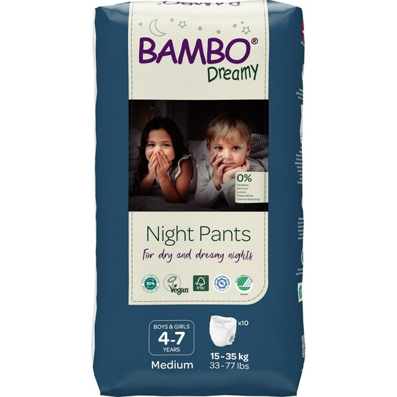 Pantalones de noche Bambo Nature Dreamy, pañales plegables para 4 a 7 años, 10 unidades