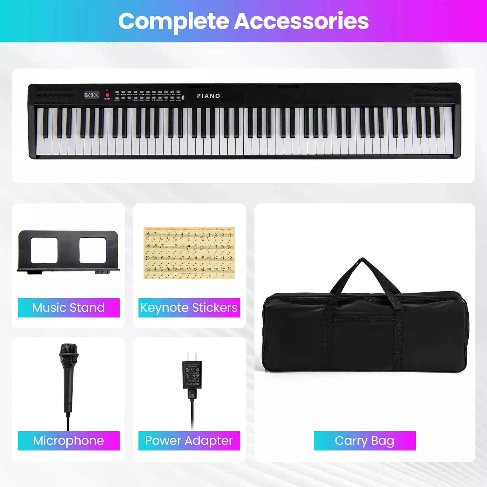 Harmijoy 88 Key Folding Piano Keyboard, Full-size Semi-weighted Electronic Piano with Wireless MIDI