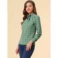 thumbnail image 4 of INSPIRE CHIC Women's Checks Bow-Tie Neck Office Work Blouse Tops, 4 of 6