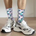 thumbnail image 4 of Uemuo Palm Leaves Pattern Women's Crew Socks, Soft Durable Breathable Moisture-Wicking with Odor Control Cotton socks, 4 of 9