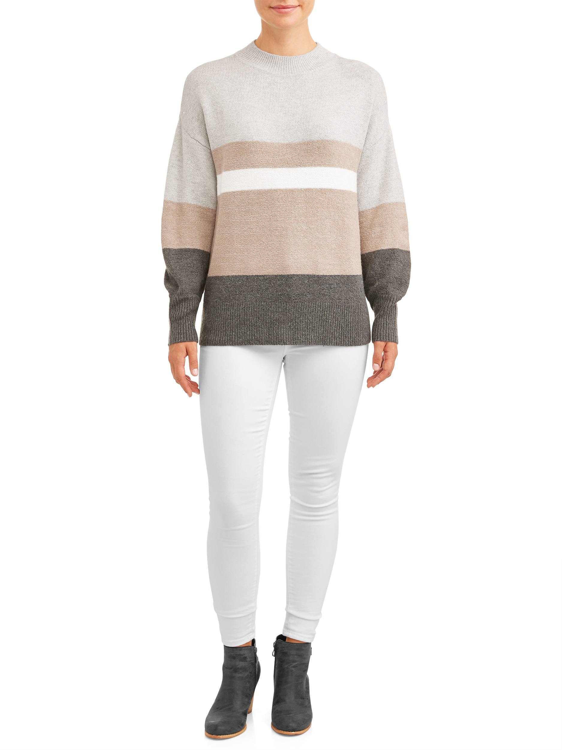 Time and Tru Women's Mock Neck Tunic Sweater - image 2 of 5