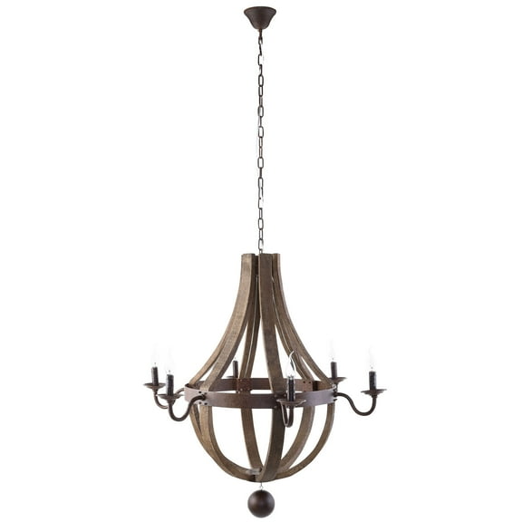 Modern Urban Contemporary Chandelier Light, Brown Wood